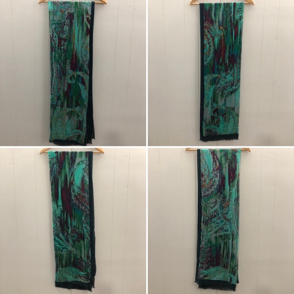 Lightweight Green Paisley Blanket Scarf/Wrap/Shawl - Picture 13 of 15